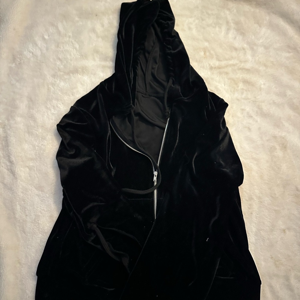 SHEIN Black Velvet Teddy Jacket